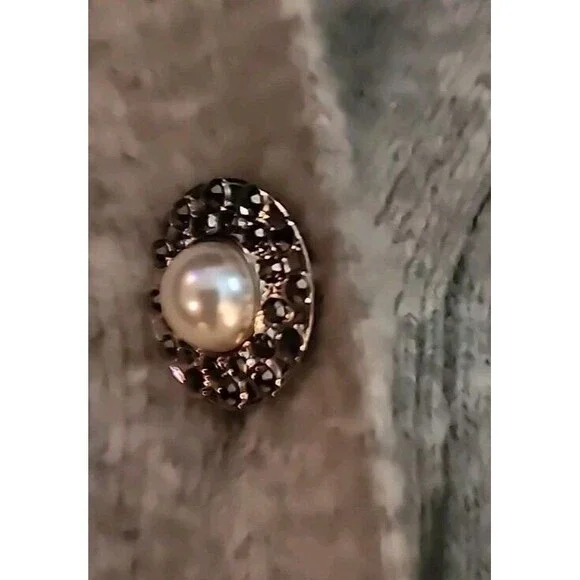 Talbots Sweater Cardigan  Open Front Womens Large Rhinestone Pearl Buttons - Picture 5 of 10